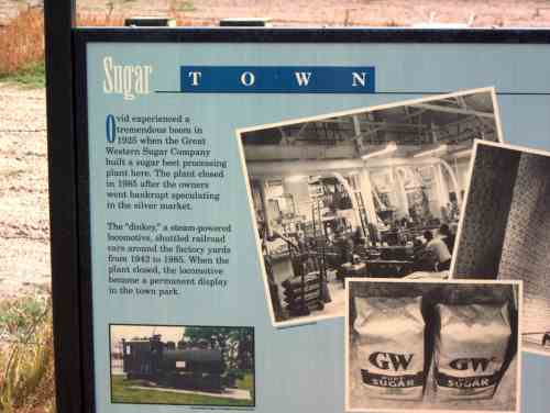 sign describing  history of sugar mills in Ovid.